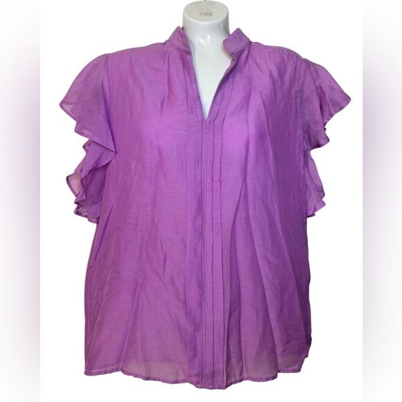 NWT Marella Flutter Sleeve Cotton & Silk Blend Blouse - Picture 2 of 8